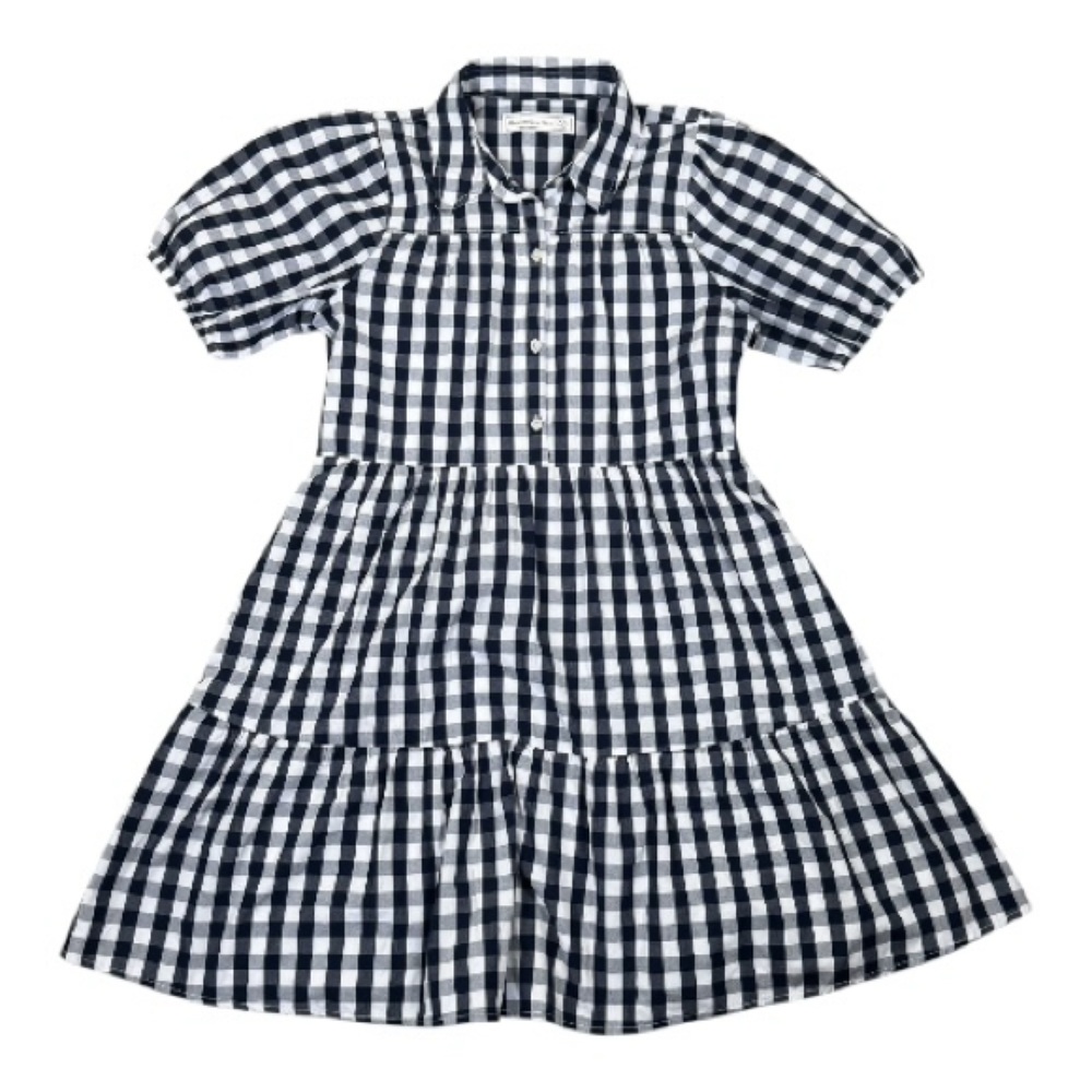 Abercrombie & Fitch Navy Blue Gingham Plaid Collared Shirt Dress Size XS - Picture 2 of 5